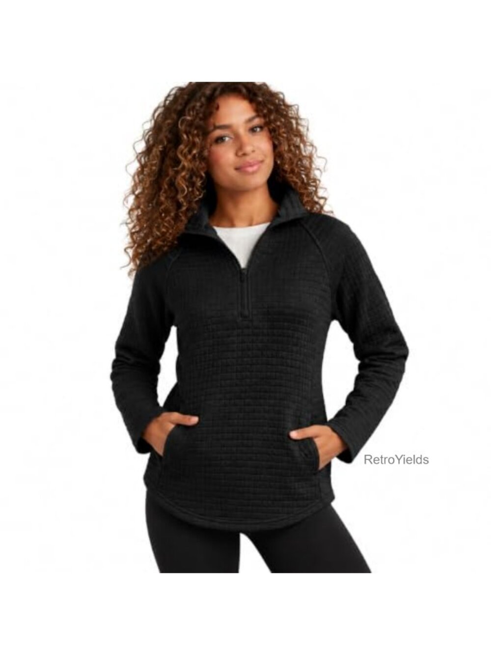 Women's Quarter Zip Mock Neck Knit Fleece Pullover Sweatshirt